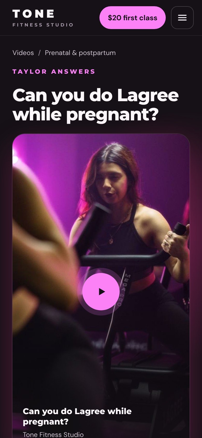 The same video page on a phone